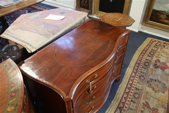 A George III satinwood banded mahogany serpentine commode, W.3ft 5in. D.1ft 9in. H.2ft 7in.